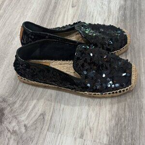 Tory Burch Black Glitter espadrilles size 6.5 in GLittler